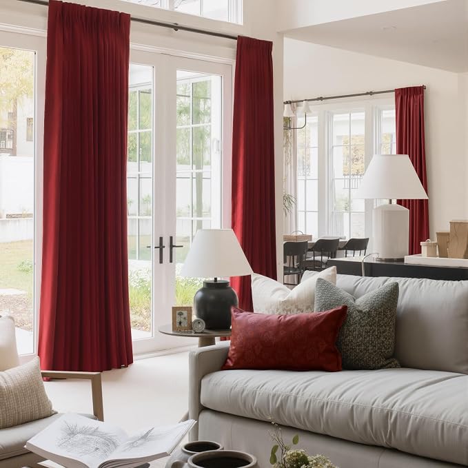 NICETOWN Christmas Red Velvet Curtains and Drapes 102 inches Long, Extra Long - Image 2