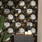 Laatse Peony Floral Wallpaper Peel and Stick Gold Leaf Contact Paper Modern - Image 8