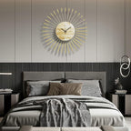 23.6 inch Gold Starburst Wall Clock, Metal & Wood Mid Century Modern Decorative - Image 4