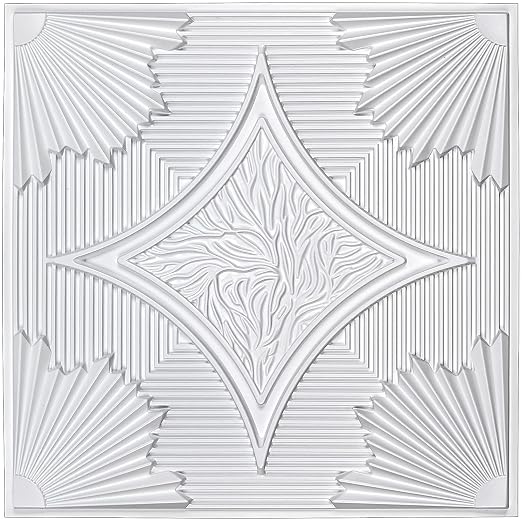 Art3d Drop Ceiling Tiles 24x24 in White, 3D Wainscoting Panels Glue Up 2x2 - Image 2