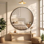 OLIXIS 36 Inch Black Round Bathroom Wall Mirror, Round Bathroom Mirrors - Image 7