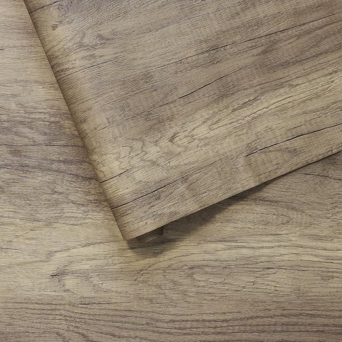 BOMENG 31.5x197in Extra Wide Dark Brown Wood Grain Contact Paper Peel and Stick by BOMENG