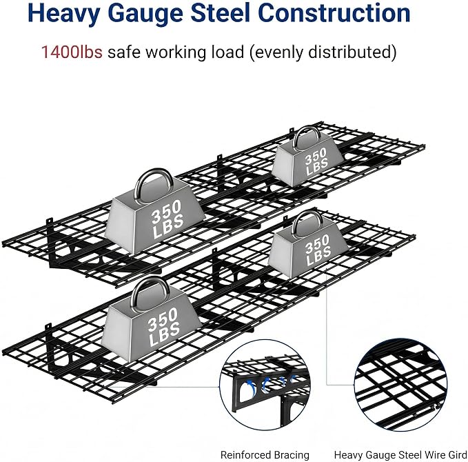 FLEXIMOUNTS 2-Pack 2x6ft Garage Shelving 24-inch-by-72-inch Heavy Duty Wall - Image 3