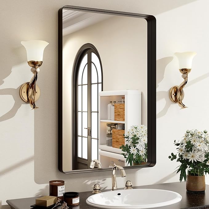 30"x22" Black Bathroom Mirror by EASLY