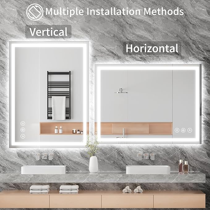 Koonmi 38"x26" LED Mirror for Bathroom, 90CRI Anti-Fog Vanity Mirror - Image 6
