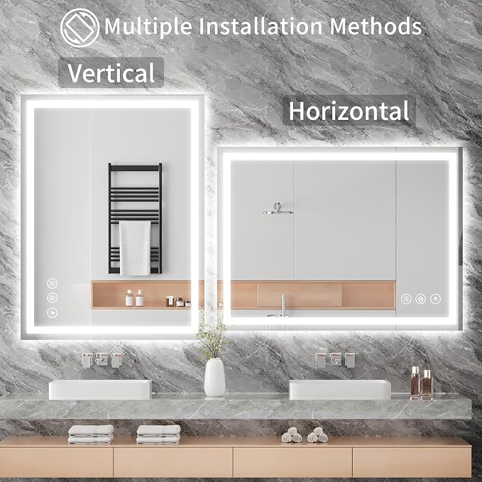 Koonmi 28"x20" LED Mirror for Bathroom, 90CRI Anti-Fog Vanity Mirror - Image 7