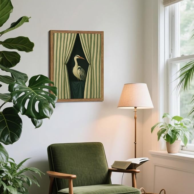 Framed Curtain Crane Canvas Wall ArtFramed Bird Wall Art, Elegant Heron Canvas - Image 8