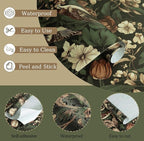 Erfoni 17.3" x118" Vintage Floral Peel and Stick Wallpaper Dark Floral and Bird - Image 4