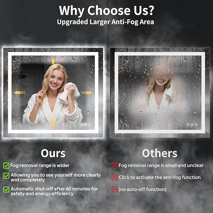 40"x36" LED Bathroom Mirror - Image 4