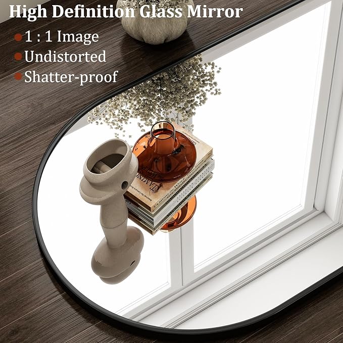HARRITPURE Arched Wall Mirror 24"x36" – Black Metal Frame Vanity Mirrors - Image 3