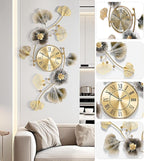Wall Clocks for Living Room Decor, Large Wall Clock, 3D Creative Metal Ginkgo - Image 4