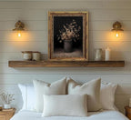 Vintage Gold Framed Wall Art Fall Dried Flowers Antique Vase Country Oil - Image 6