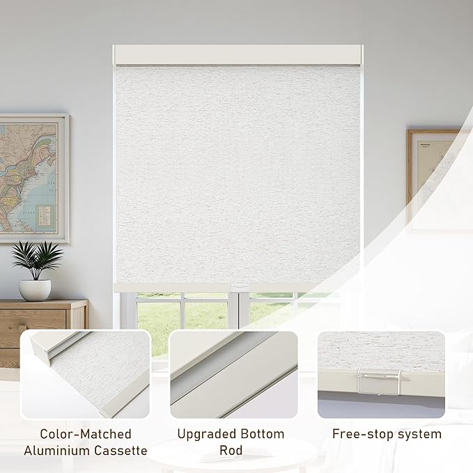 AOSKY Custom Linen Roller Blinds Shades - Image 3