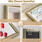 60 x 36 Gold Bathroom Mirror, Brushed Gold Beveled Bathroom Mirror, - Image 7