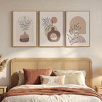 Framed Neutral Boho Wall Art Bedroom, 3 Piece Abstract Bohemian Brown Botanical - Image 4