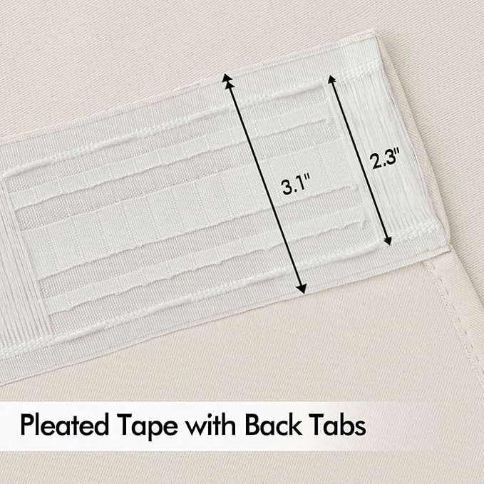 MIULEE Ivory Back Tab Blackout Curtain 96 Inch Long 2 Panels Set - Image 4