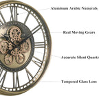 CLXEAST 28 Inch Gold Moving Gear Wall Clock - Image 3
