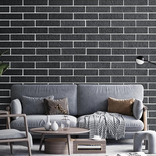 100 Pieces Old Town Black Faux Brick Wall Tiles, Clay Manufactured Thin Brick - Image 2