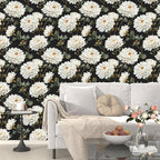 Laatse Black White Floral Peel and Stick Wallpaper Chrysanthemum Contact Paper - Image 4