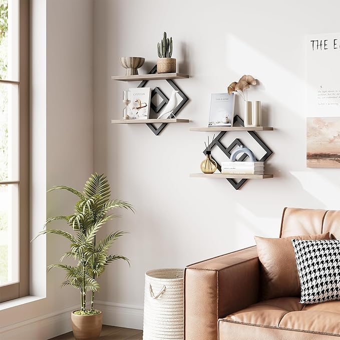 ELYKEN Floating Shelves for Wall, 2-Tier Wall Mounted Storage Shelves for Books - Image 5