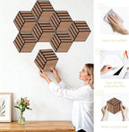 Mollywell Acoustic Panels, PVC Wood-Grain, 14x12 Inch Hexagon Carved Sound - Image 6