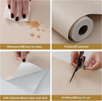 Grasscloth Peel and Stick Wallpaper 20.8"x394" Beige Thick Fabric Textured - Image 4