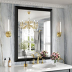 Amorho Black Bathroom Mirror, 28x36 Inch Thick Metal Framed Wall Mirrors by Amorho