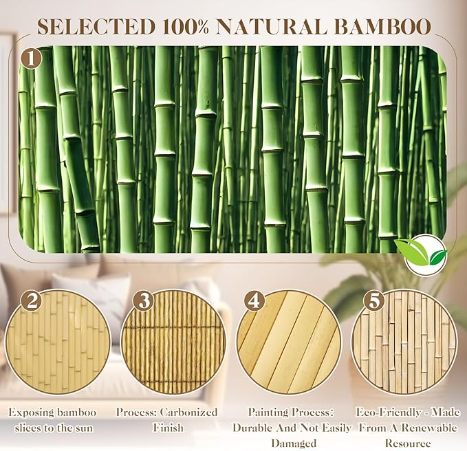 Juexica 2 Pcs Natural Bamboo Wall Panel - Image 3