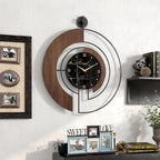 Modern Walnut Marble Dial Wall Clock, Large Wood Metal Frame Silent Non Ticking - Image 6