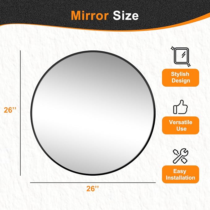 Black Frame Mirror, Bathroom Mirrors - Image 6