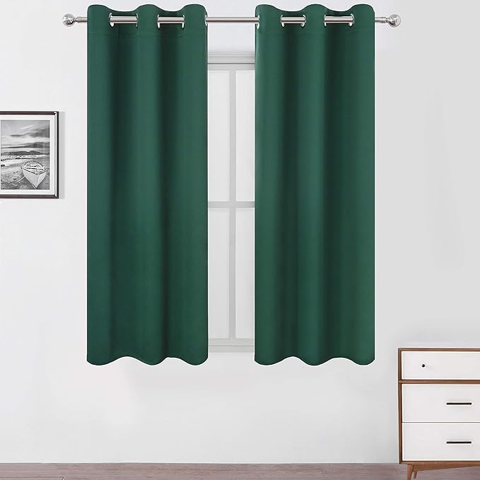 LEMOMO Dark Green Bedroom Blackout Curtains/38 x 63 Inch Long/Set of 2 Curtain by Lemomo