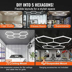 5-Hexagon LED Garage Light, 240W 24800LM Honeycomb Ceiling Light - Image 6