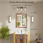24x32 Inch Bathroom Mirror for Wall, Anti-Rust Walnut Wood Grain Metal Framed - Image 2