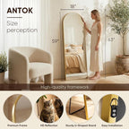 Antok 56" x15” Arched Full Length Floor Mirror, Free Standing/Wall Mount/Leaning - Image 4