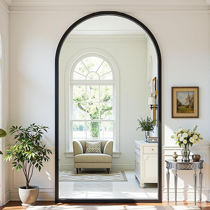 Full Length Mirror 82"×44" Floor Mirror Standing Tall Mirror, Arched Stand up - Image 2