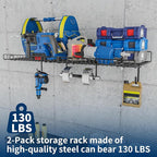 2 Pack Garage Wall Shelf, Wall Mounted Storage Shelves, Heavy Duty Metal Shelves - Image 4