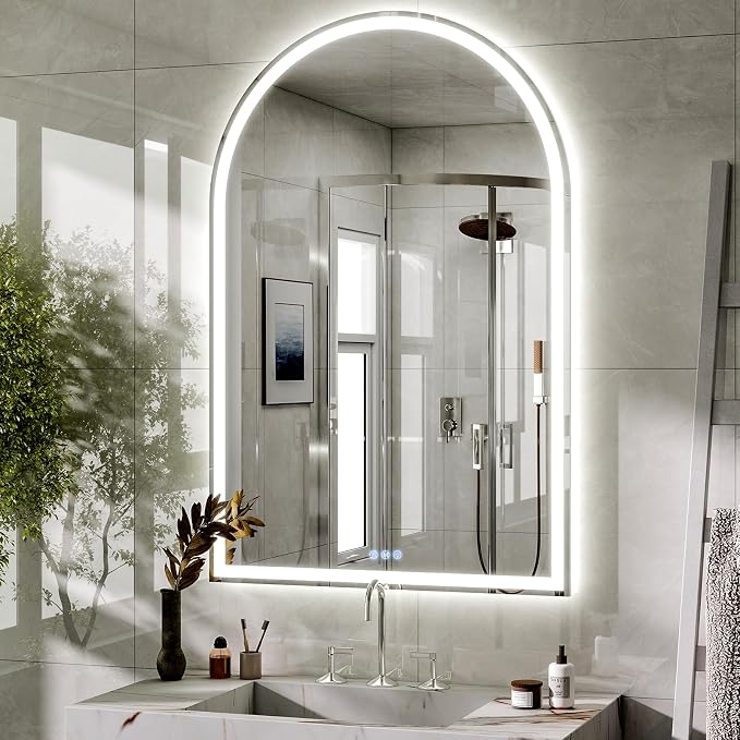 BEAUTYPEAK 48x30 LED Arch Bathroom Mirror by BEAUTYPEAK