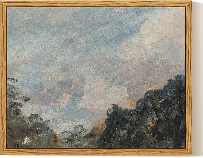 InSimSea Framed Canvas Wall Art, Vintage Landscape Painting, Rustic Nature by InSimSeaArt