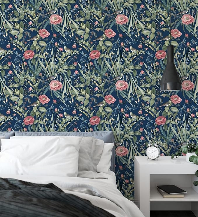 Floral Peel and Stick Wallpaper Bird and Floral Contact Paper 16.9inch x - Image 6