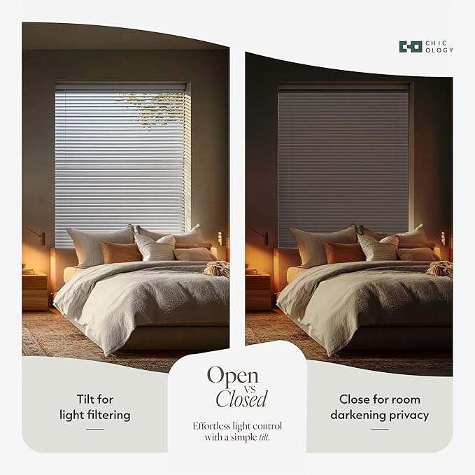 CHICOLOGY Cordless Mini Blinds for Indoor Windows, 34.25" W x 60" H, Light - Image 6