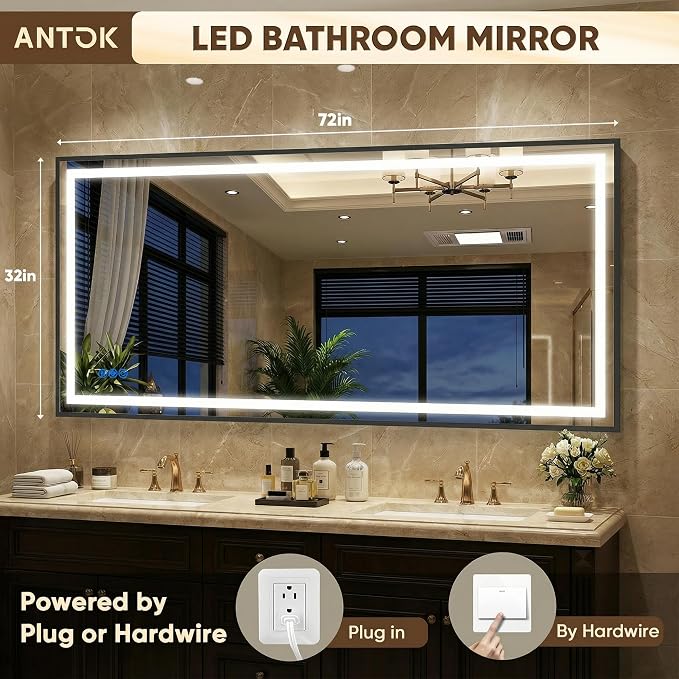 Antok 72X32 LED Bathroom Mirror - Image 3