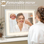 ROLOVE Vanity Mirror with Lights 22"x18", Lighted Makeup Mirror with 10X - Image 6