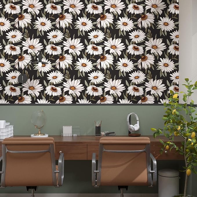 Laatse Boho Wallpaper Peel and Stick Dark Floral Contact Paper 17.5in x 118in - Image 7