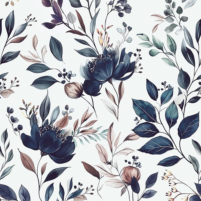 Yasinet Navy Blue Peel and Stick Wallpaper Blue Floral Wallpaper Vintage by Yasinet