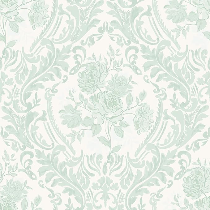 Ismoon Floral Wallpaper Peel and Stick Sage Green Contact Paper Boho Vintage by Ismoon