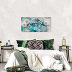 Family Wall Decor Teal Kitchen Wall Art Farmhouse Inspirational Quotes Canvas - Image 3