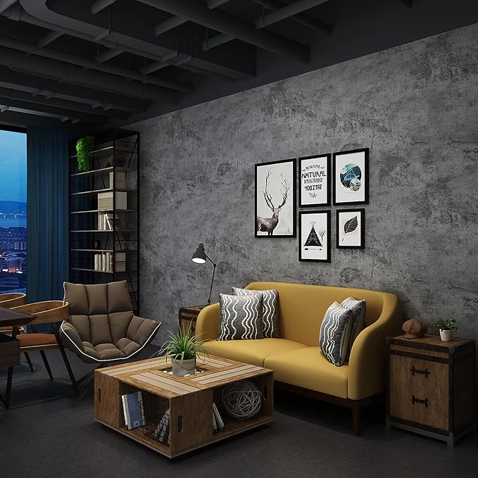 3yecao 16"×591" Large Size Extra Thick Grey Blue Concrete Wallpaper Peel and - Image 3