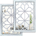 Wocred Set of 2 Rectangular Wall Mirror, Gorgeous Rustic Farmhouse Accent Mirror by Wocred