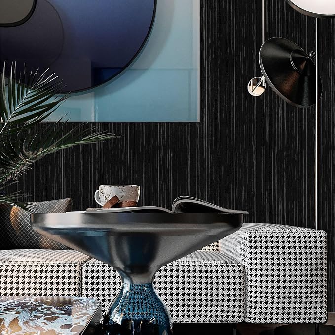 Black Grasscloth Peel and Stick Wallpaper - Image 7