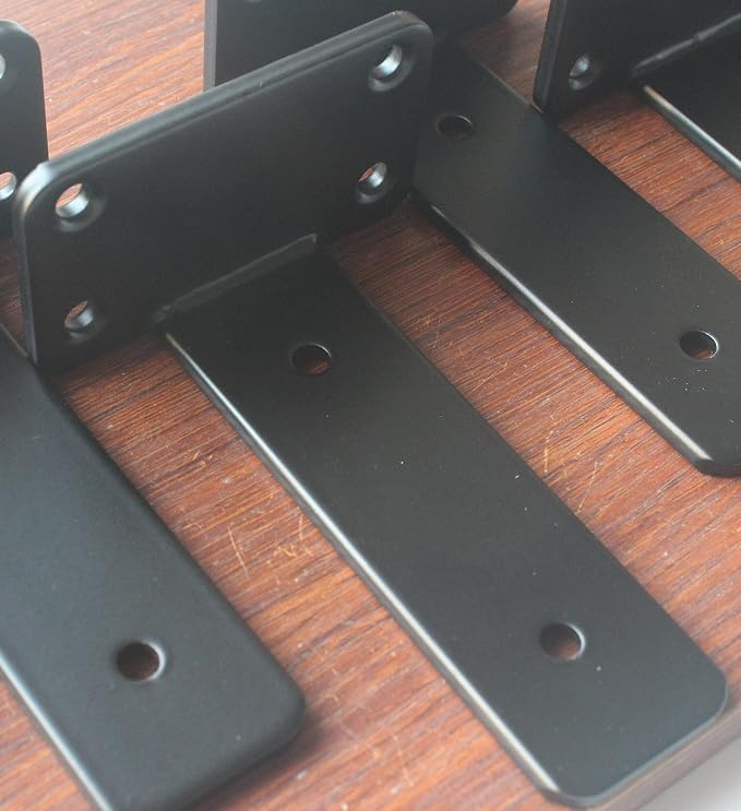 6 Pack - 5 inch Black Hidden L Shelf Bracket Iron Floating Shelf Brackets - Image 4